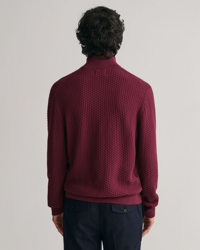 Sweatshirt com meio fecho em algodão Textured