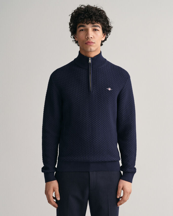 Sweatshirt com meio fecho em algodão Textured