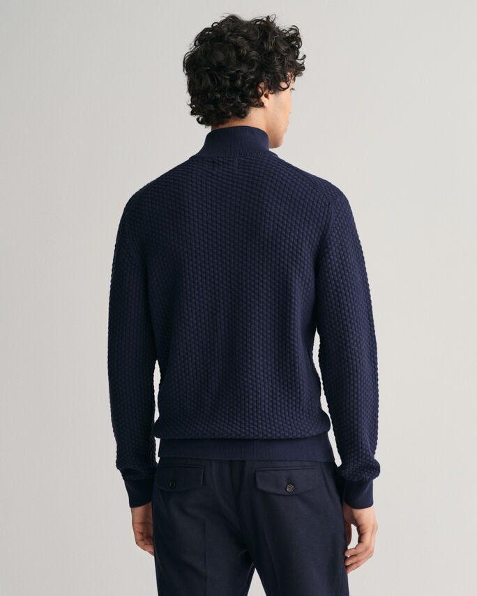 Sweatshirt com meio fecho em algodão Textured