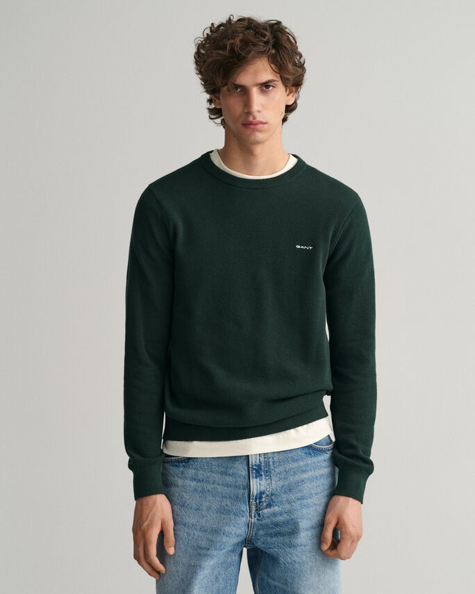 Camisola com decote redondo em algodão piqué