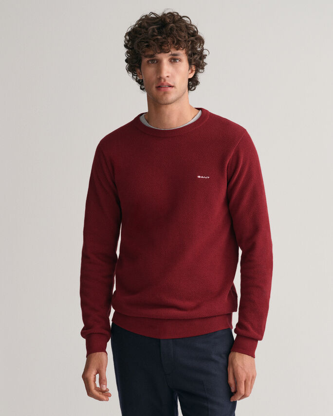 Camisola com decote redondo em algodão piqué