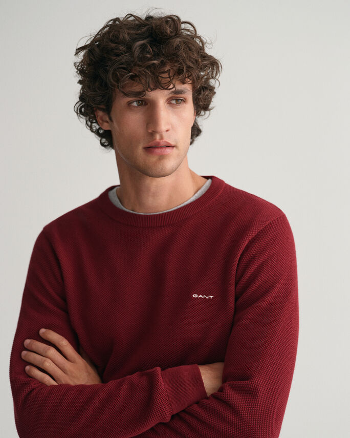 Camisola com decote redondo em algodão piqué