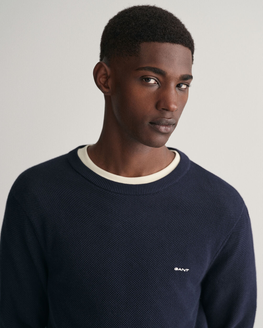 Camisola com decote redondo em algodão piqué