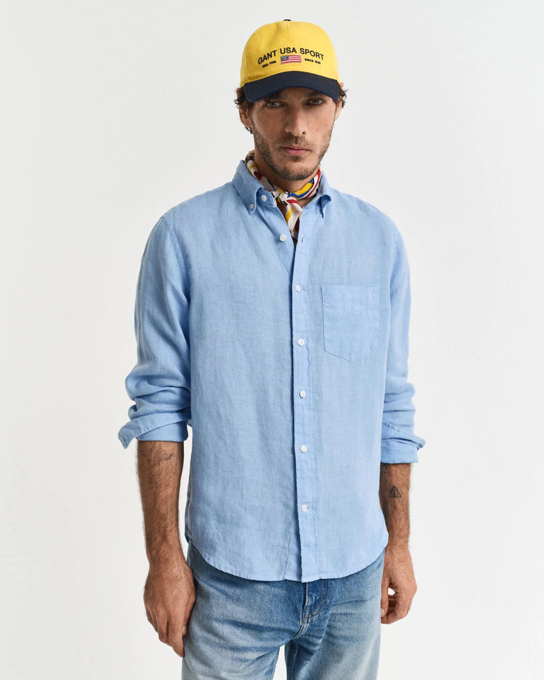 Camisa de linho tingida regular fit