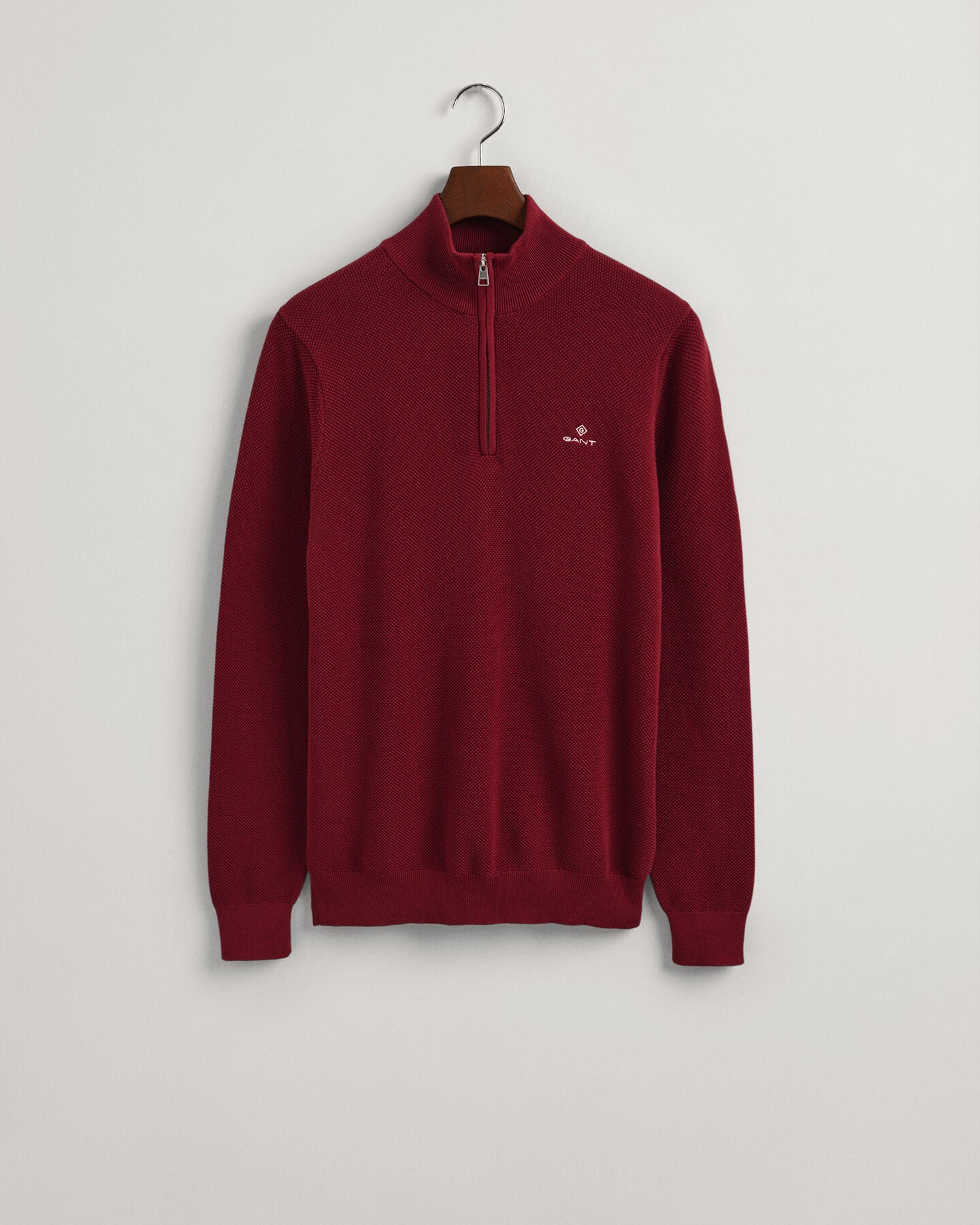 Sweatshirt com meio fecho de correr em algodão piqué
