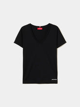 T-shirt de algodão decote em V