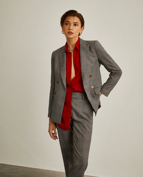 Blazer xadrez de falso trespasse