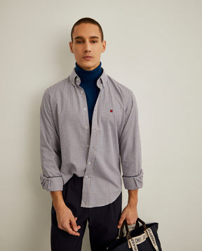 Camisa Regular Fit em tecido com padrão de quadrados