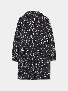 Parka comprida polka dots com capuz