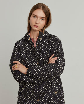 Parka comprida polka dots com capuz