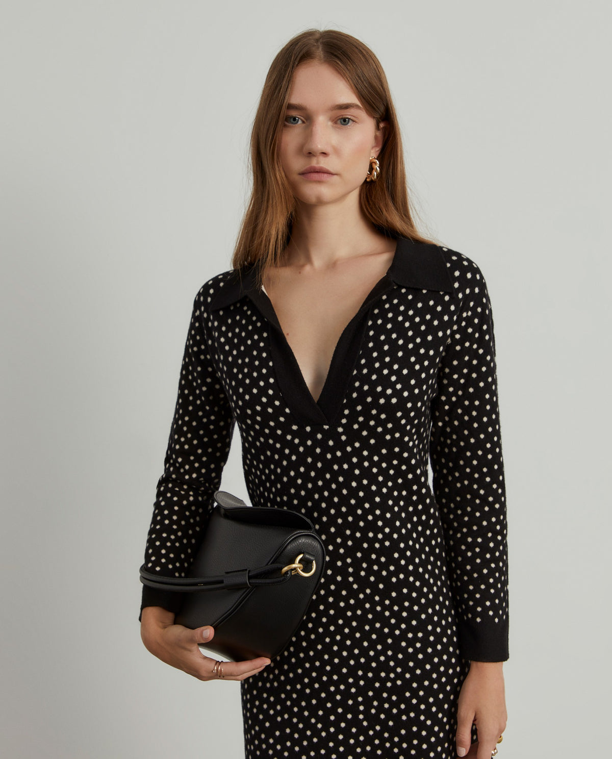 Vestido de malha polka dots