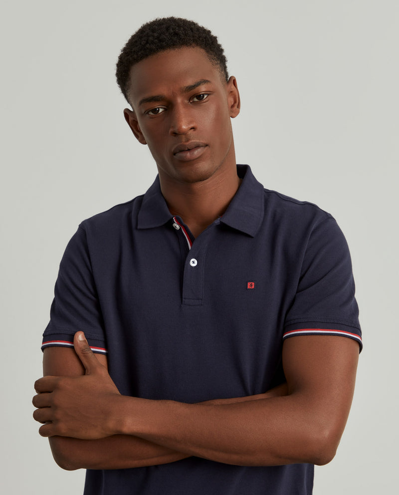 Polo piqué slim fit em algodão