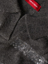 Camisola de malha às riscas em lantejoulas