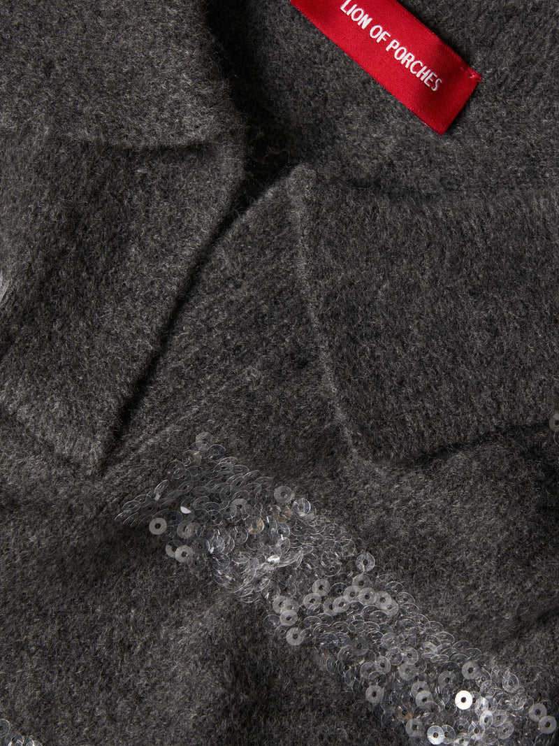 Camisola de malha às riscas em lantejoulas