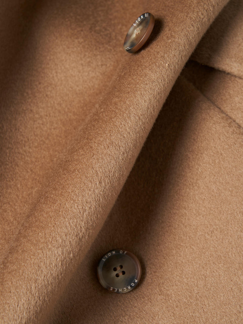 Sobretudo comprido de trespasse em lã