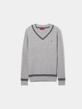 Pullover de malha entrançada com lã