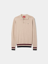 Polo de manga comprida com algodão e caxemira