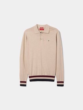 Polo de manga comprida com algodão e caxemira
