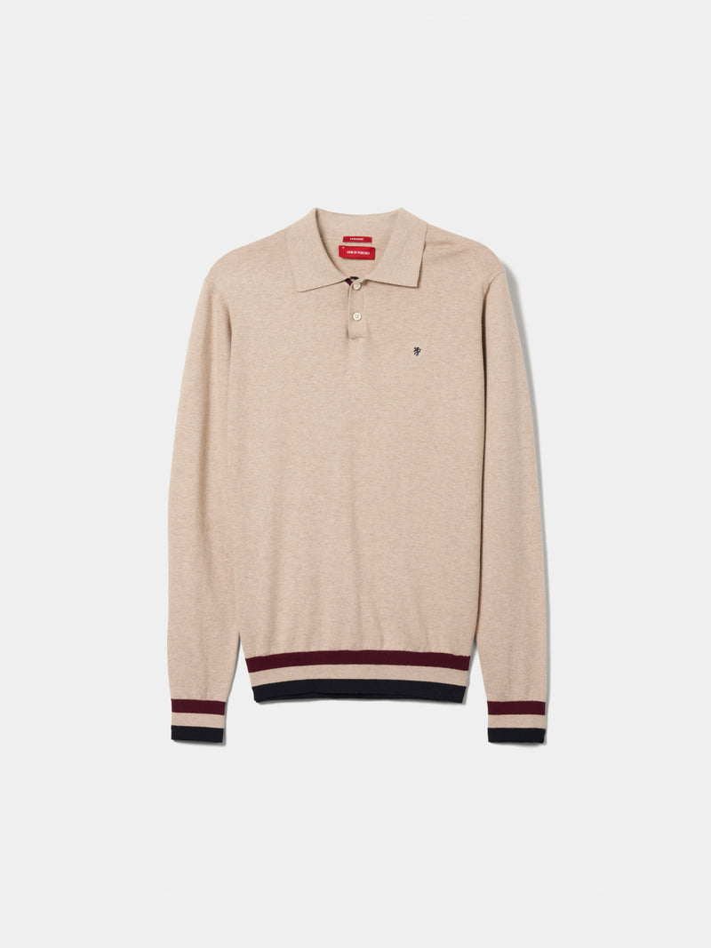 Polo de manga comprida com algodão e caxemira