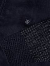 Casaco de manga comprida em malha e camurça