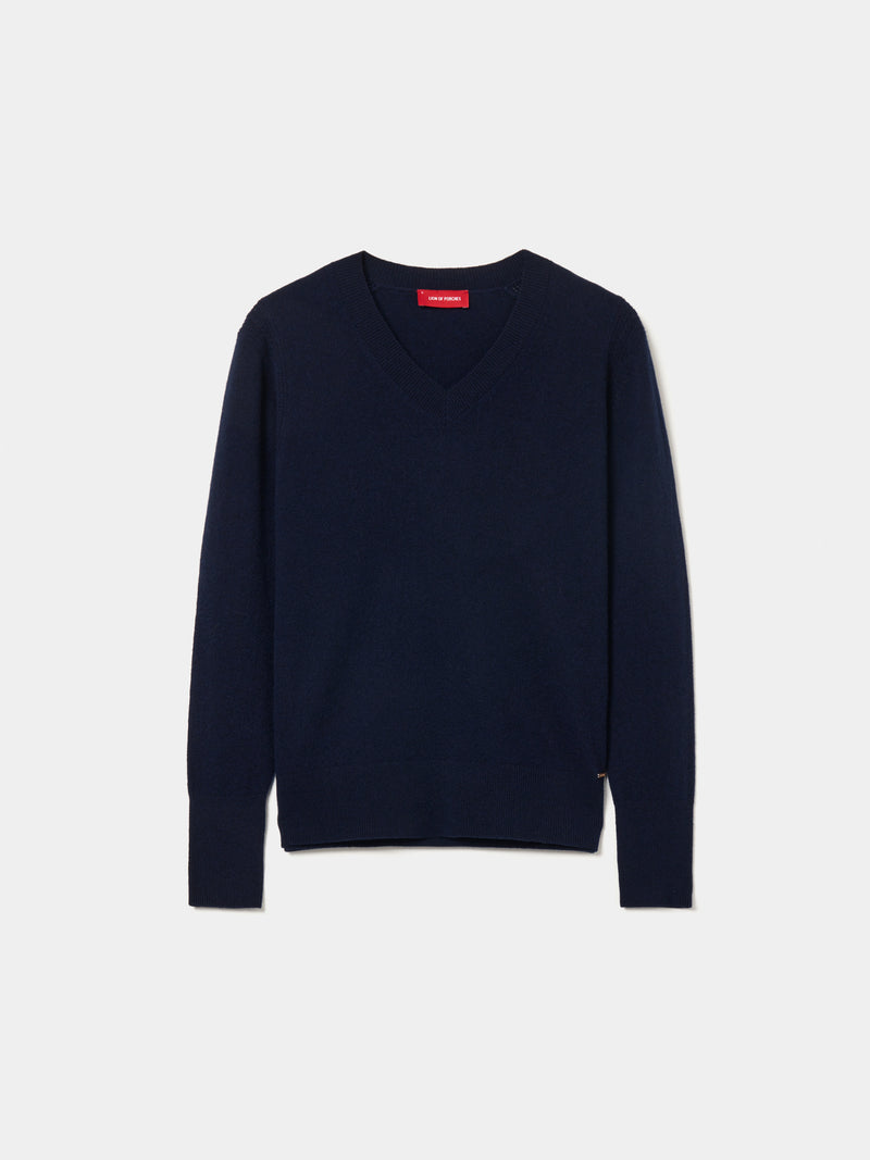 Camisola de lã decote em V