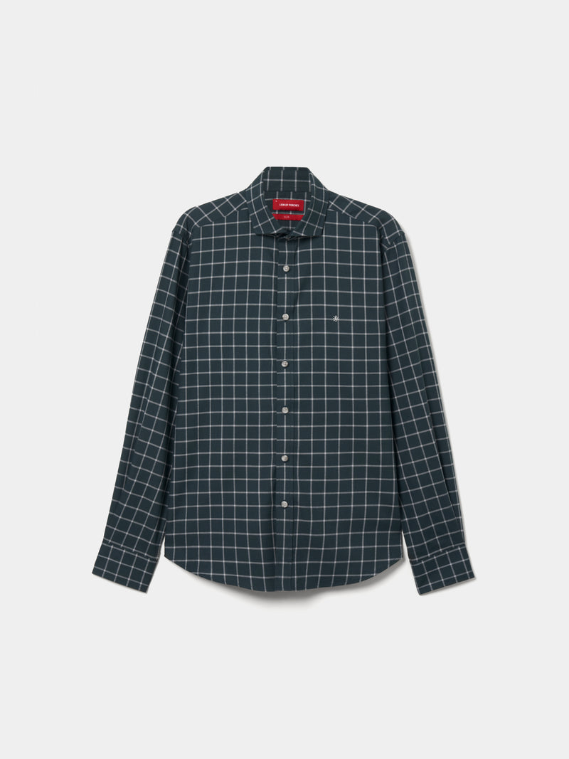 Camisa xadrez slim fit em algodão