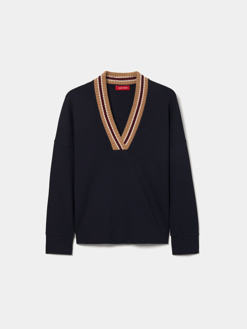 Camisola malha decote em V