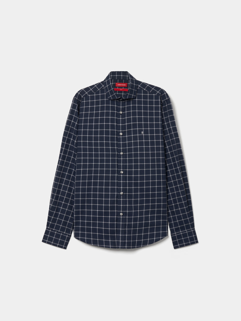 Camisa xadrez slim fit em algodão