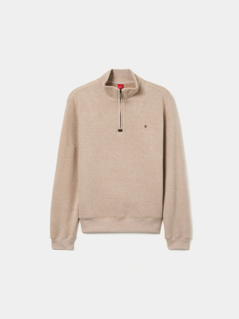 Camisola em malha texturada com carcela