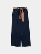 Calças culotte regular fit com cinto