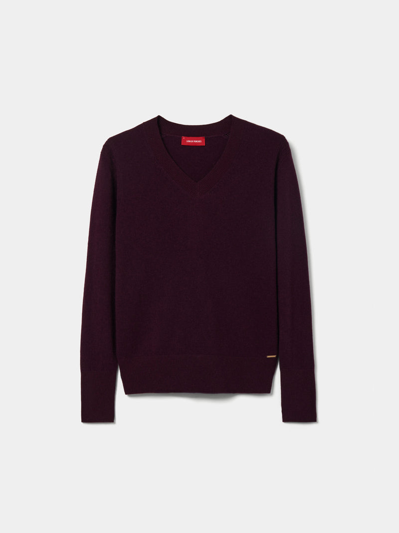 Camisola de lã decote em V