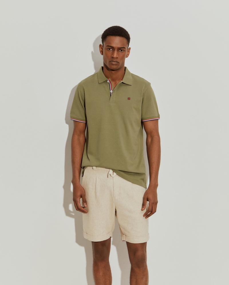 Polo piqué slim fit em algodão