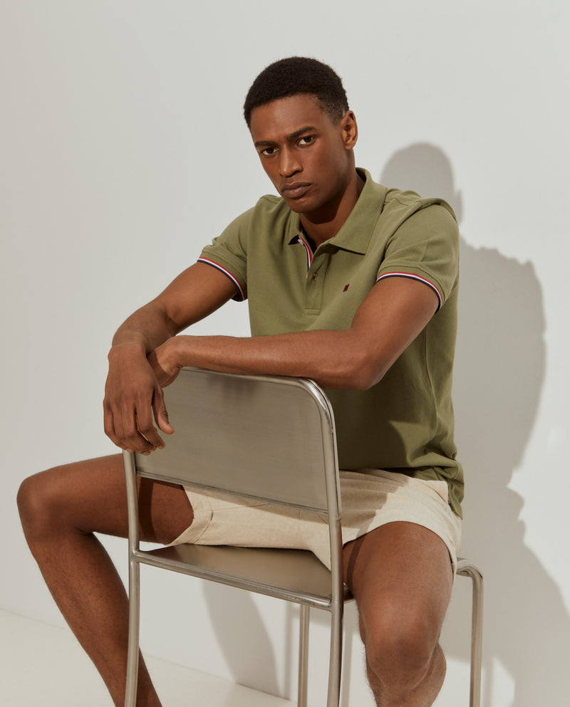 Polo piqué slim fit em algodão