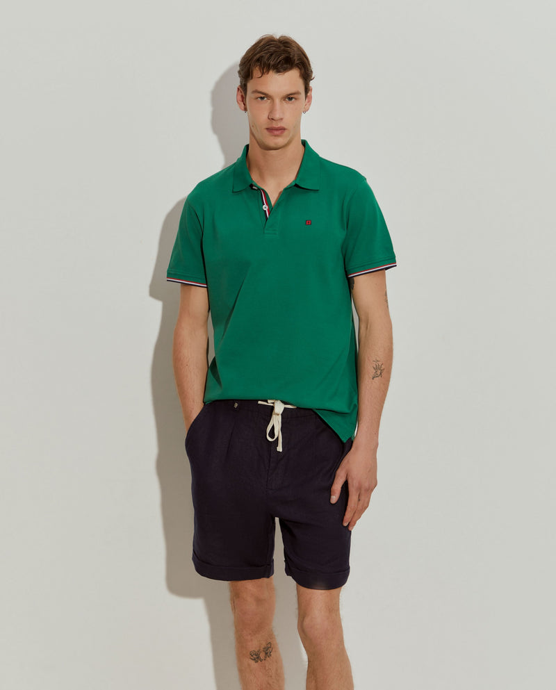 Polo piqué slim fit em algodão