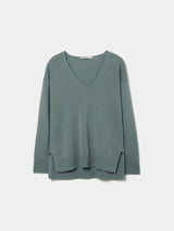 Camisola de lã decote em V