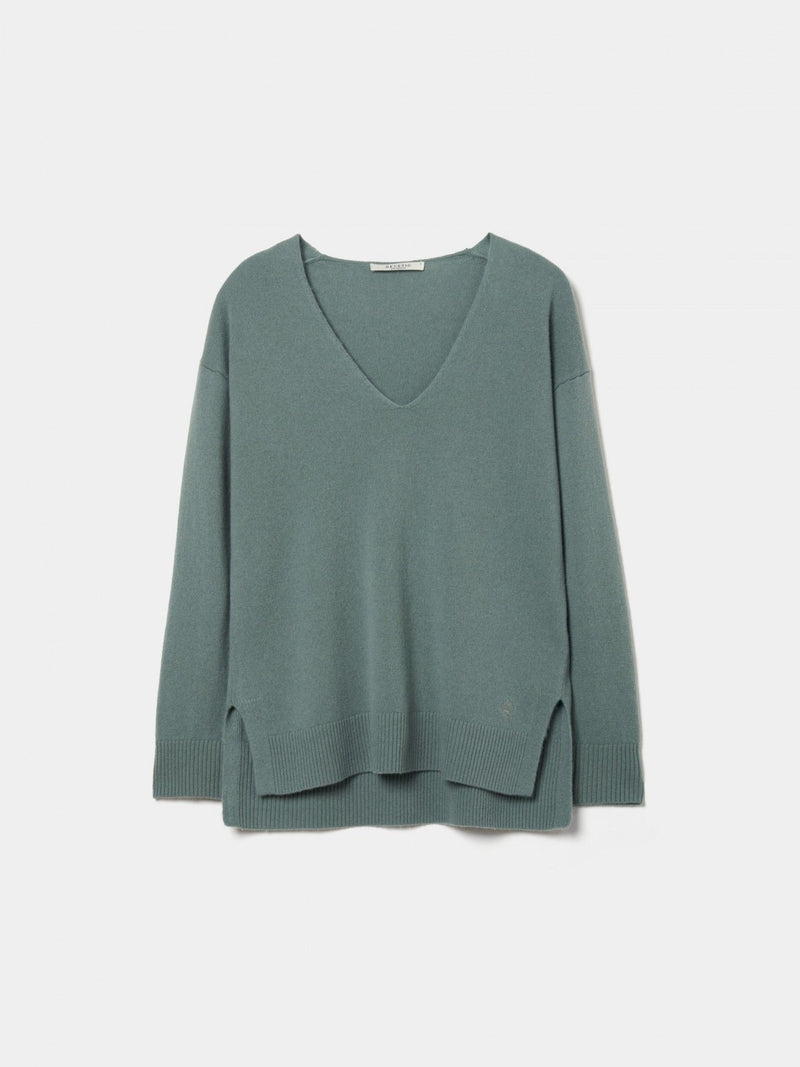 Camisola de lã decote em V