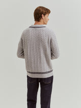 Pullover de malha entrançada com lã