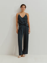 Calças wide leg acetinadas