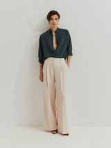 Camisa de cor sólida em rayon