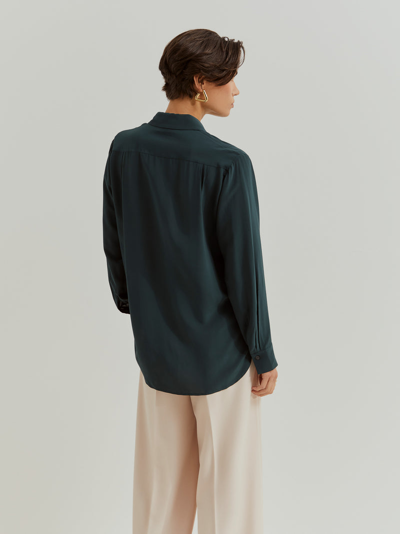 Camisa de cor sólida em rayon