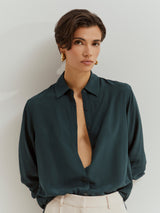 Camisa de cor sólida em rayon