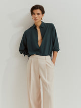 Camisa de cor sólida em rayon