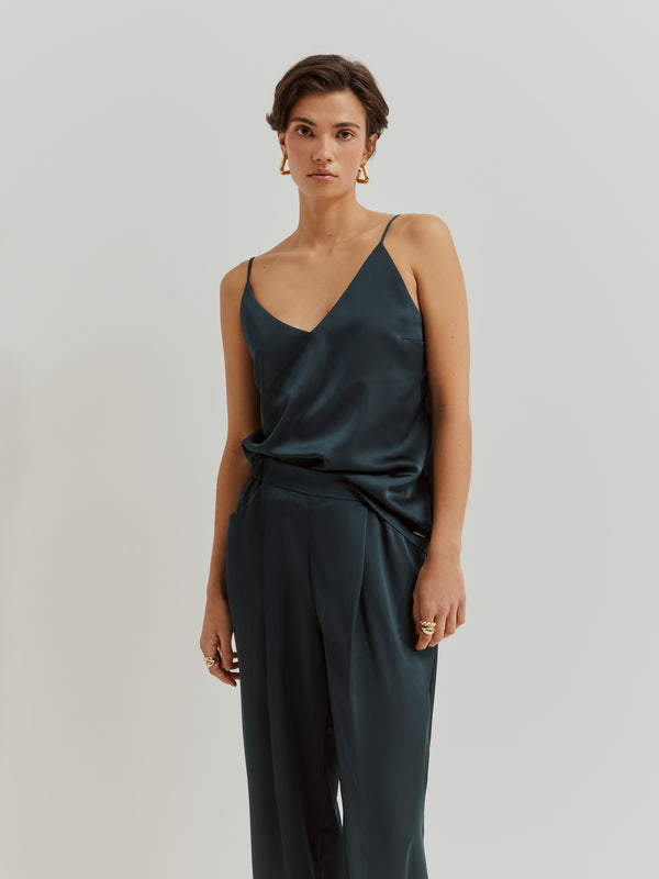 Calças wide leg acetinadas