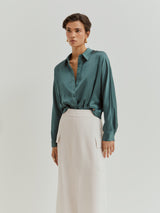 Camisa fluida acetinada