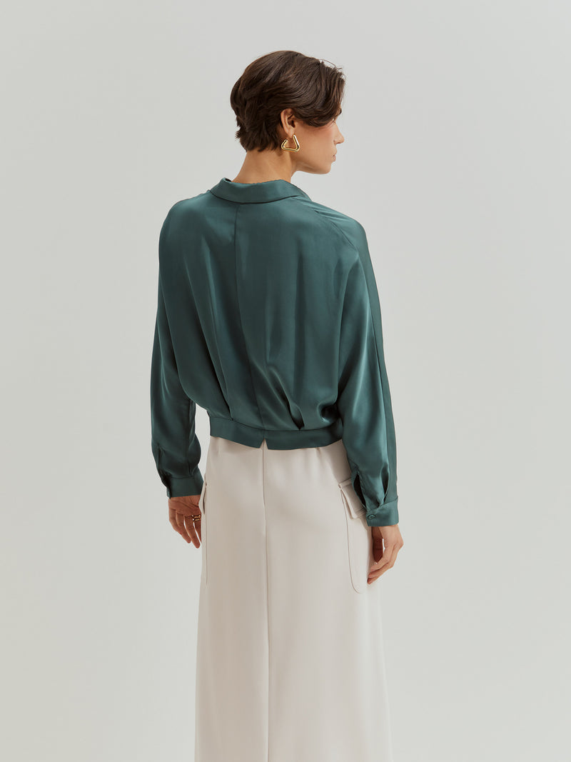 Camisa fluida acetinada