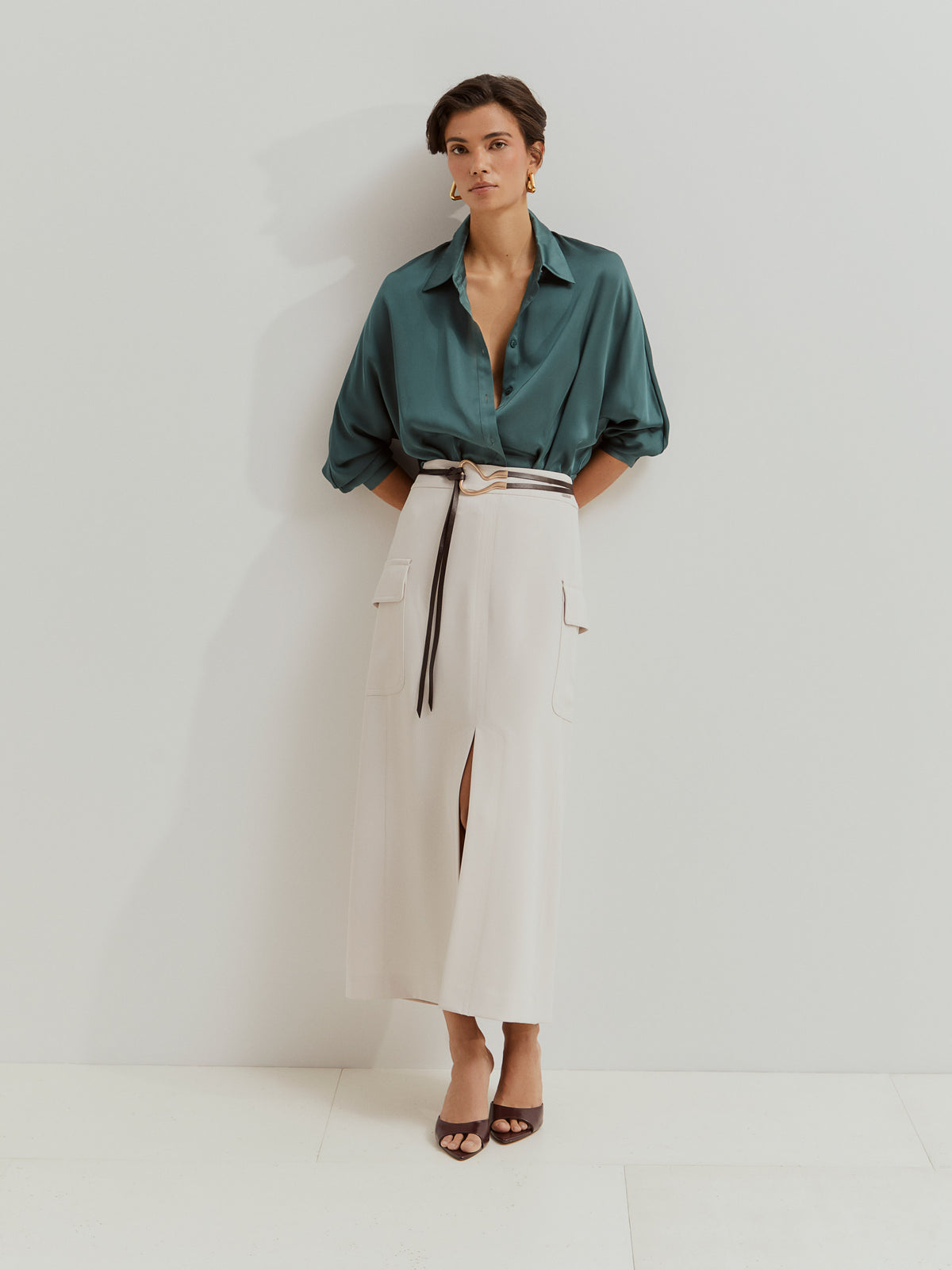 Camisa fluida acetinada