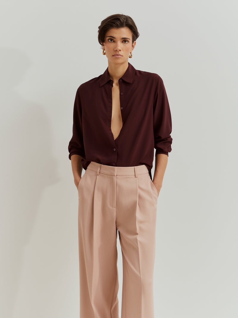 Camisa de cor sólida em rayon