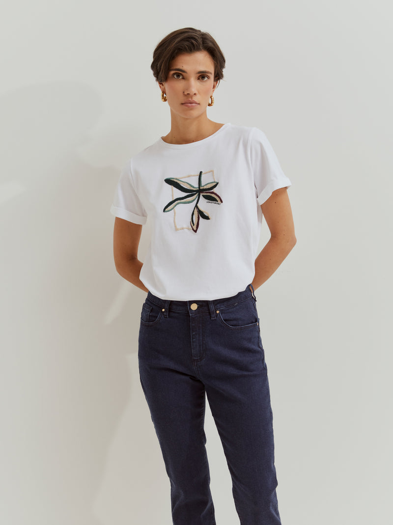 Calças denim perna reta