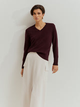 Camisola de lã decote em V