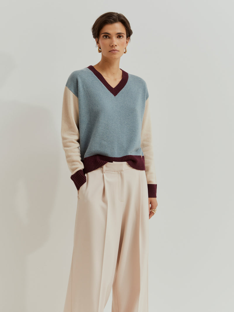 Camisola tricolor de lã